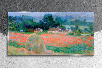 Schilderij op glas Hooiberg in Giverny van Claude Monet