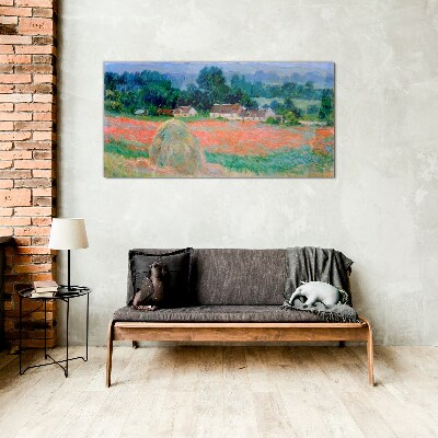 Schilderij op glas Hooiberg in Giverny van Claude Monet