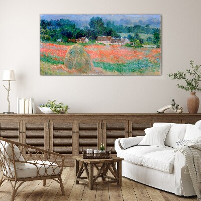 Schilderij op glas Hooiberg in Giverny van Claude Monet