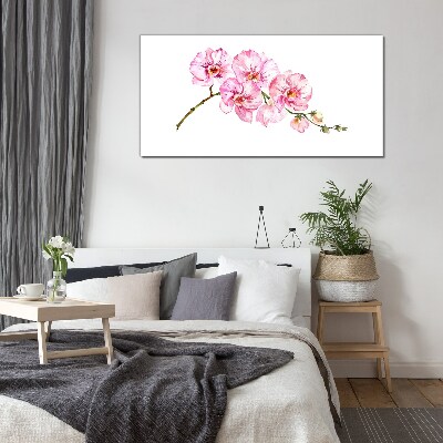 Schilderij op glas Roze orchideeën op een witte achtergrond