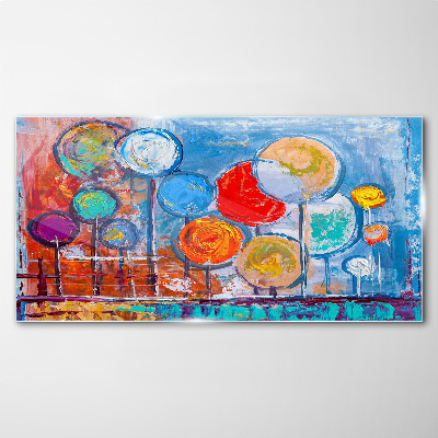 Schilderij op glas Kleurrijke bomen in de wind