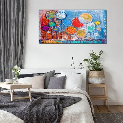 Schilderij op glas Kleurrijke bomen in de wind