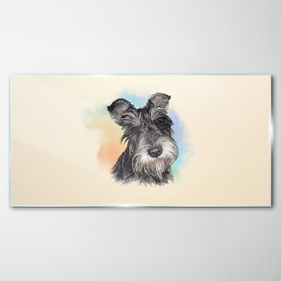 Foto op glas Portret van een hond in pastelkleuren