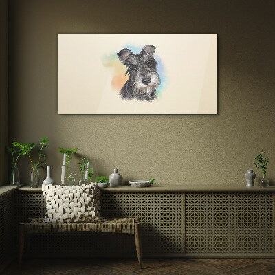 Foto op glas Portret van een hond in pastelkleuren