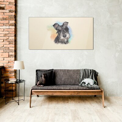 Foto op glas Portret van een hond in pastelkleuren