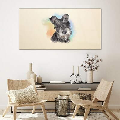 Foto op glas Portret van een hond in pastelkleuren