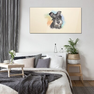 Foto op glas Portret van een hond in pastelkleuren