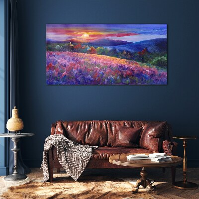 Foto op glas Landschap in zonsondergangkleuren