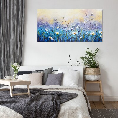 Foto op glas Een bloemenlandschap in pastelkleuren