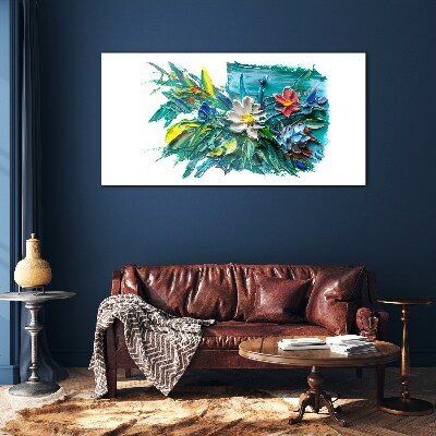 Glas foto Een bloemenexplosie van kleuren