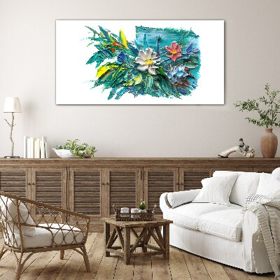 Glas foto Een bloemenexplosie van kleuren