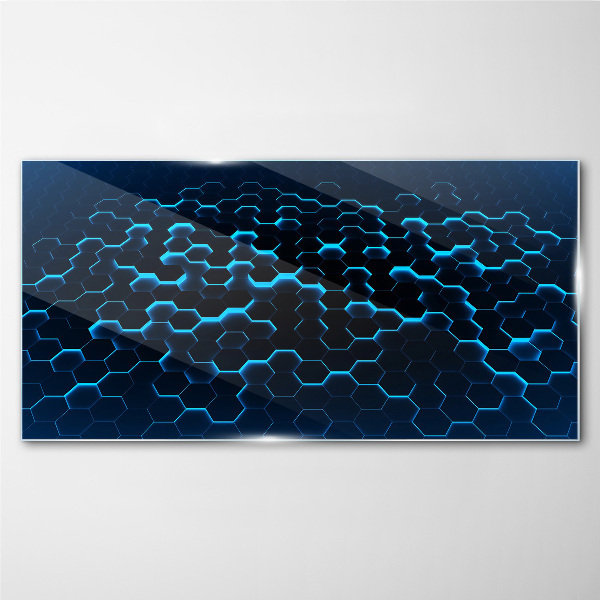 Schilderij op glas Blauw hexagonaal gaas