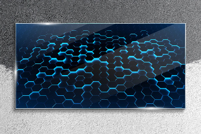Schilderij op glas Blauw hexagonaal gaas
