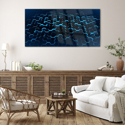 Schilderij op glas Blauw hexagonaal gaas