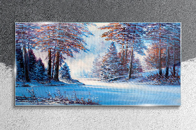 Schilderij op glas Een winterlandschap in de kleur blauw