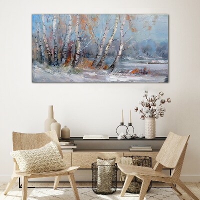 Glas foto Herfstberken aan de rivier