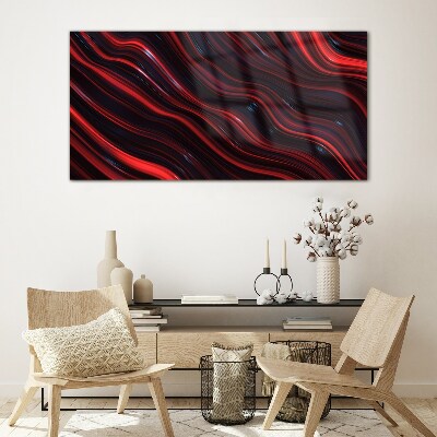 Schilderij op glas Golven van rood en marineblauw