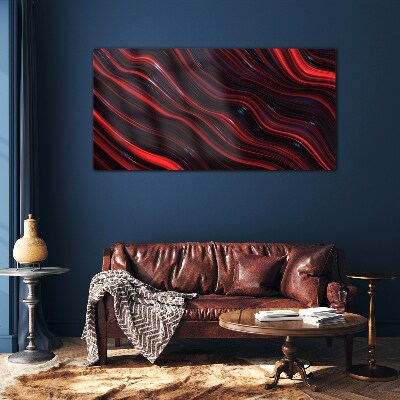 Schilderij op glas Golven van rood en marineblauw