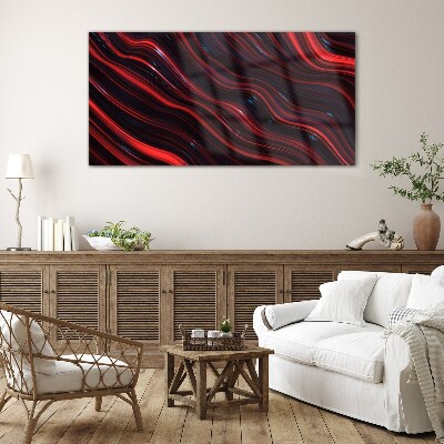 Schilderij op glas Golven van rood en marineblauw