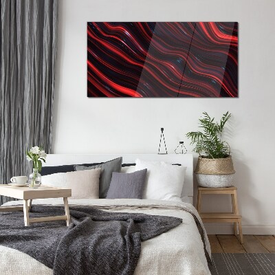 Schilderij op glas Golven van rood en marineblauw