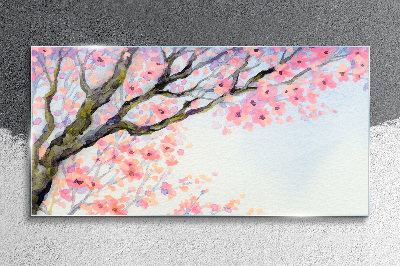 Schilderij op glas Lente bloemenlandschap