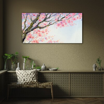 Schilderij op glas Lente bloemenlandschap