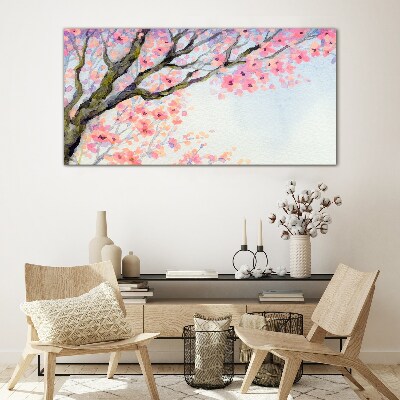 Schilderij op glas Lente bloemenlandschap