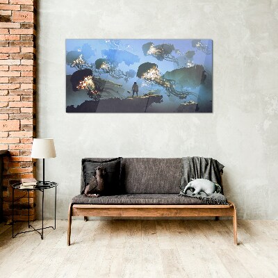 Foto op glas Een onderwaterreis in het licht van kwallen