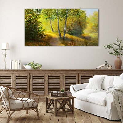 Glas foto Gouden bos in het zonlicht