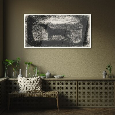 Schilderij op glas De schaduw van een paard in het bos