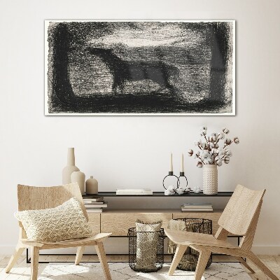 Schilderij op glas De schaduw van een paard in het bos