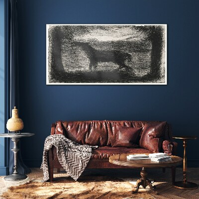 Schilderij op glas De schaduw van een paard in het bos