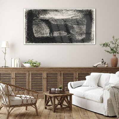 Schilderij op glas De schaduw van een paard in het bos