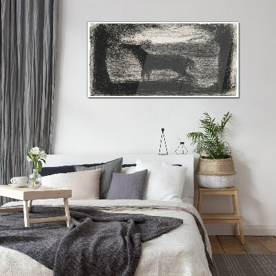 Schilderij op glas De schaduw van een paard in het bos