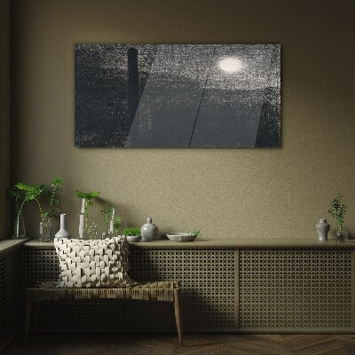 Foto op glas Zonsondergang over de stad