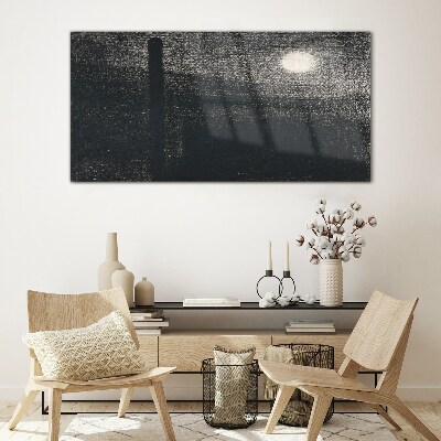 Foto op glas Zonsondergang over de stad