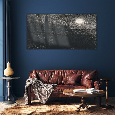 Foto op glas Zonsondergang over de stad