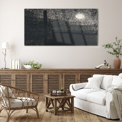 Foto op glas Zonsondergang over de stad