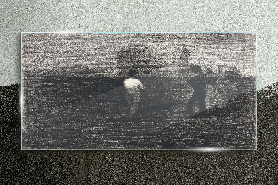 Glas foto Mistige figuren tegen het landschap