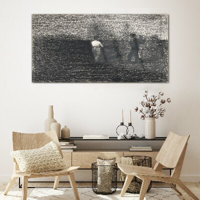 Glas foto Mistige figuren tegen het landschap