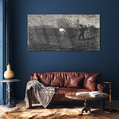 Glas foto Mistige figuren tegen het landschap