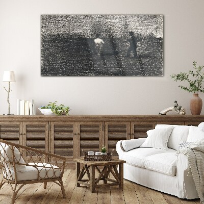 Glas foto Mistige figuren tegen het landschap