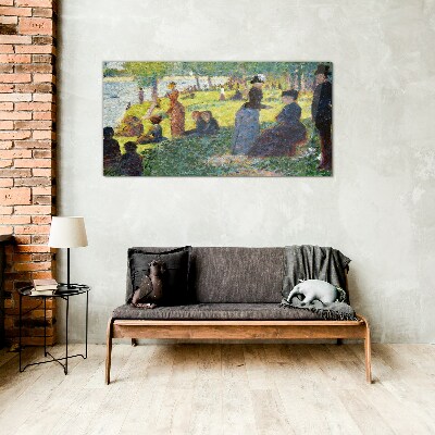 Schilderij op glas Een zomermiddag aan de rivier