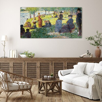 Schilderij op glas Een zomermiddag aan de rivier