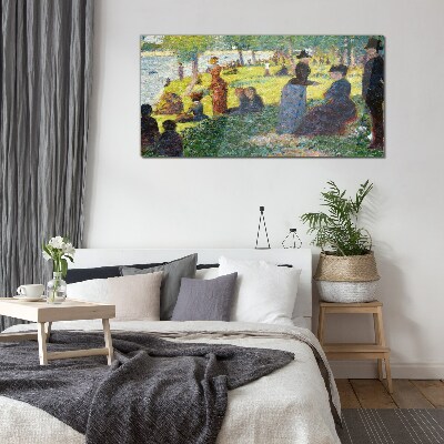 Schilderij op glas Een zomermiddag aan de rivier