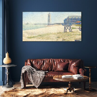 Schilderij op glas Een vuurtoren aan de kust