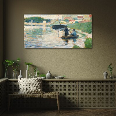 Foto op glas Boten op de rivier