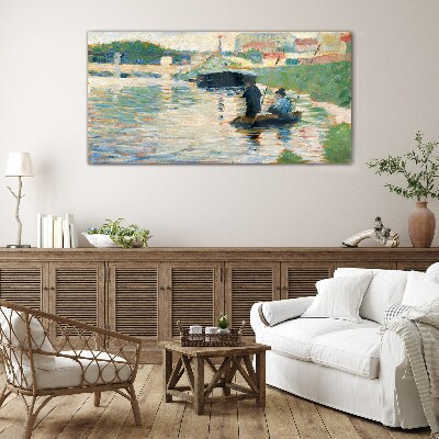 Foto op glas Boten op de rivier