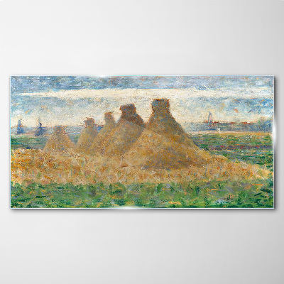 Schilderij op glas Gouden hooibergen