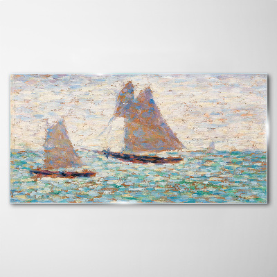 Foto op glas Zeilen op een kalme zee